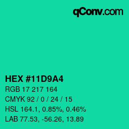 Color code: HEX #11D9A4 | qconv.com