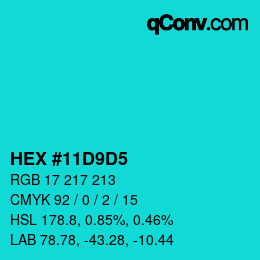 Color code: HEX #11D9D5 | qconv.com