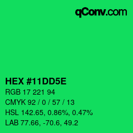 Código de color: HEX #11DD5E | qconv.com