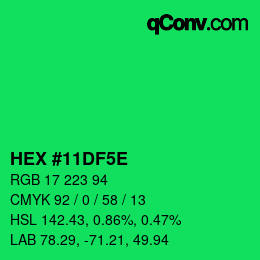 Code couleur: HEX #11DF5E | qconv.com