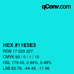 Color code: HEX #11E5E3 | qconv.com