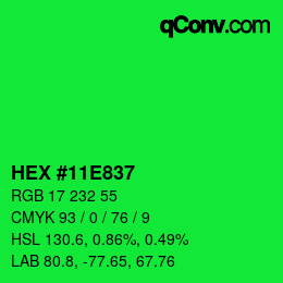 Color code: HEX #11E837 | qconv.com