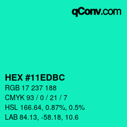 Color code: HEX #11EDBC | qconv.com