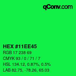 Color code: HEX #11EE45 | qconv.com