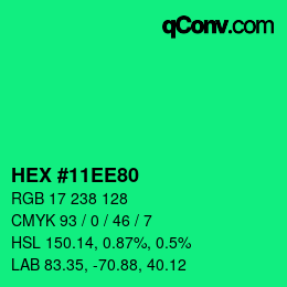 Color code: HEX #11EE80 | qconv.com