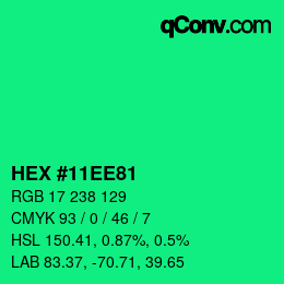 Color code: HEX #11EE81 | qconv.com