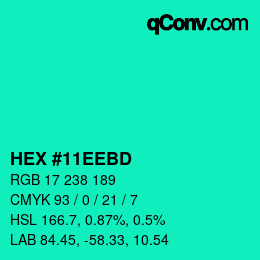 Color code: HEX #11EEBD | qconv.com