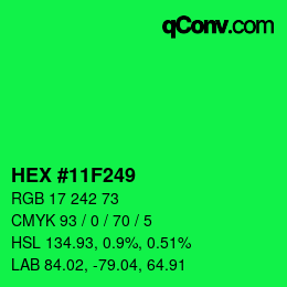 Color code: HEX #11F249 | qconv.com