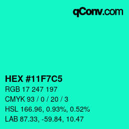 Color code: HEX #11F7C5 | qconv.com