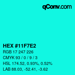 Color code: HEX #11F7E2 | qconv.com