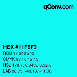 颜色代码: HEX #11F8F3 | qconv.com