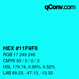 Color code: HEX #11F9F8 | qconv.com