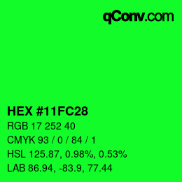 Color code: HEX #11FC28 | qconv.com