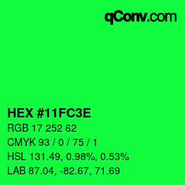 Color code: HEX #11FC3E | qconv.com