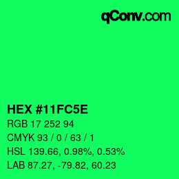 Color code: HEX #11FC5E | qconv.com