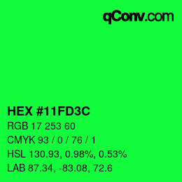 Color code: HEX #11FD3C | qconv.com