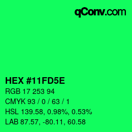 Color code: HEX #11FD5E | qconv.com
