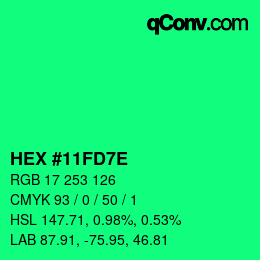 Color code: HEX #11FD7E | qconv.com