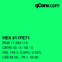 Color code: HEX #11FE71 | qconv.com