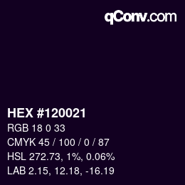 カラーコード: HEX #120021 | qconv.com