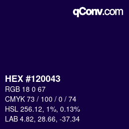 カラーコード: HEX #120043 | qconv.com