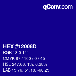 Color code: HEX #12008D | qconv.com