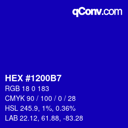 カラーコード: HEX #1200B7 | qconv.com