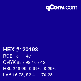 颜色代码: HEX #120193 | qconv.com