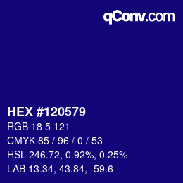 Código de color: HEX #120579 | qconv.com