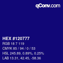 カラーコード: HEX #120777 | qconv.com
