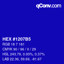 カラーコード: HEX #1207B5 | qconv.com