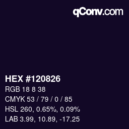 颜色代码: HEX #120826 | qconv.com