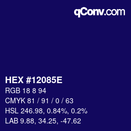 Código de color: HEX #12085E | qconv.com
