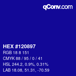 Color code: HEX #120897 | qconv.com