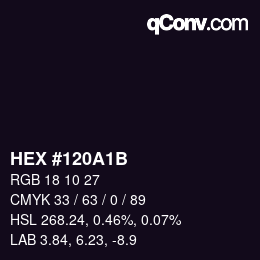Farbcode: HEX #120A1B | qconv.com