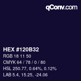 颜色代码: HEX #120B32 | qconv.com