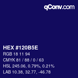 カラーコード: HEX #120B5E | qconv.com