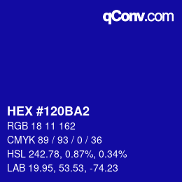 Color code: HEX #120BA2 | qconv.com