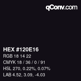 Color code: HEX #120E16 | qconv.com