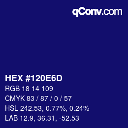 Color code: HEX #120E6D | qconv.com