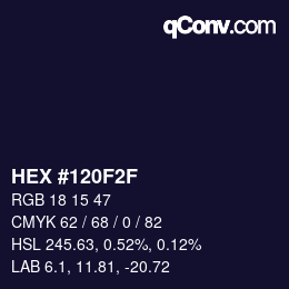 Color code: HEX #120F2F | qconv.com