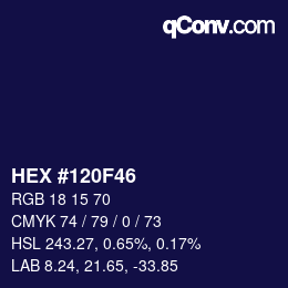 颜色代码: HEX #120F46 | qconv.com