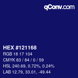 Color code: HEX #121168 | qconv.com