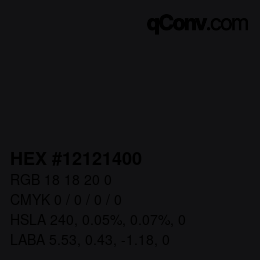 Color code: HEX #12121400 | qconv.com