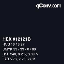 Color code: HEX #12121B | qconv.com