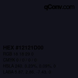 Color code: HEX #12121D00 | qconv.com