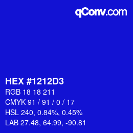 Color code: HEX #1212D3 | qconv.com