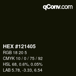 Color code: HEX #121405 | qconv.com