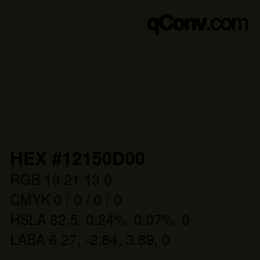 Color code: HEX #12150D00 | qconv.com