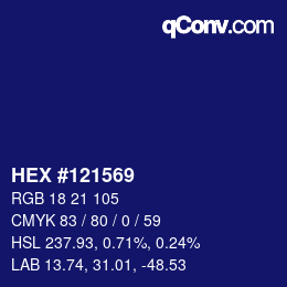 颜色代码: HEX #121569 | qconv.com